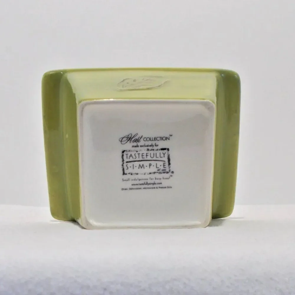 Tastefully Simple HOST COLLECTION Green Square DIP BOWL / OVEN BAKING DISH
